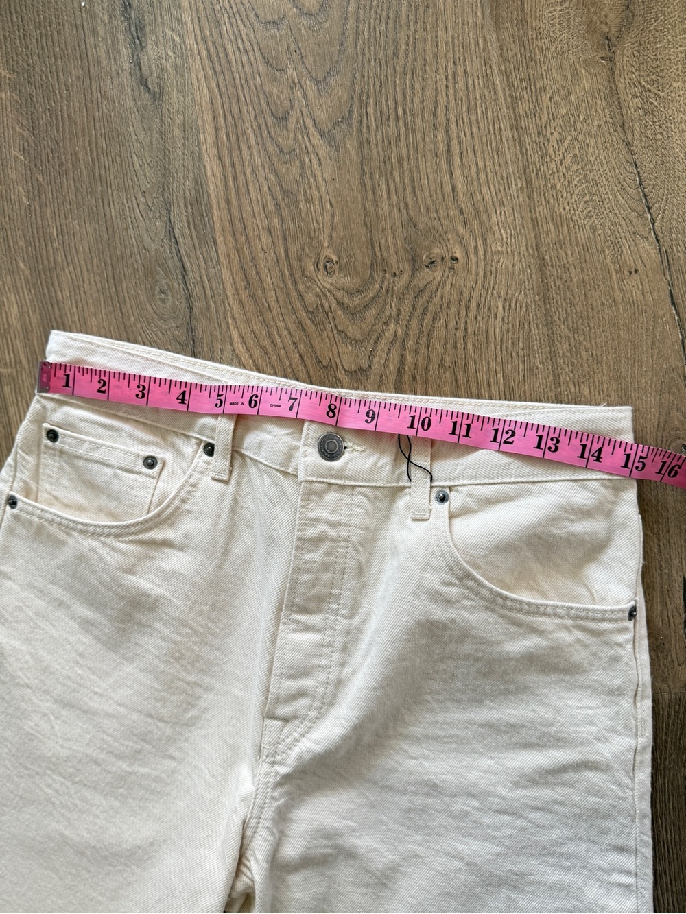 Zara 100%Cotton Cream Wide Leg Jeans - Picture 5 of 13